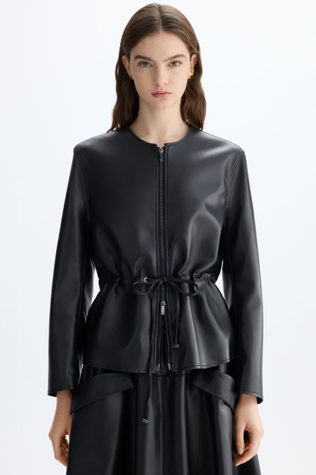 FAUX-LEATHER FITTED JACKET