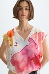 Print twill jersey cocoon-fit t-shirt