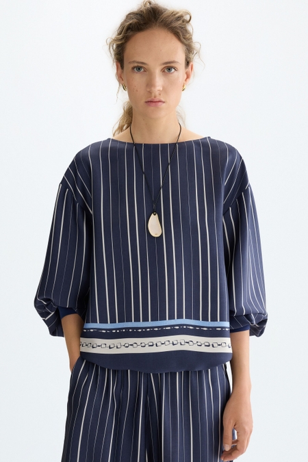 DENIM PATCHWORK PRINT COMBINED OVERSIZE T-SHIRT