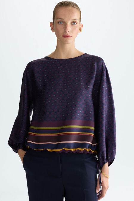 MILRAYAS PRINT TWILL JERSEY OVERSIZE T-SHIRT