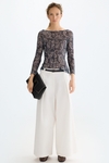 Paisley print tulle fitted t-shirt