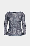 Paisley print tulle fitted t-shirt