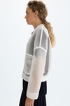 Nylon knit mesh oversize bomber jacket
