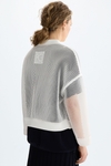 Nylon knit mesh oversize bomber jacket