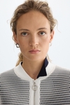 Nylon knit mesh oversize bomber jacket