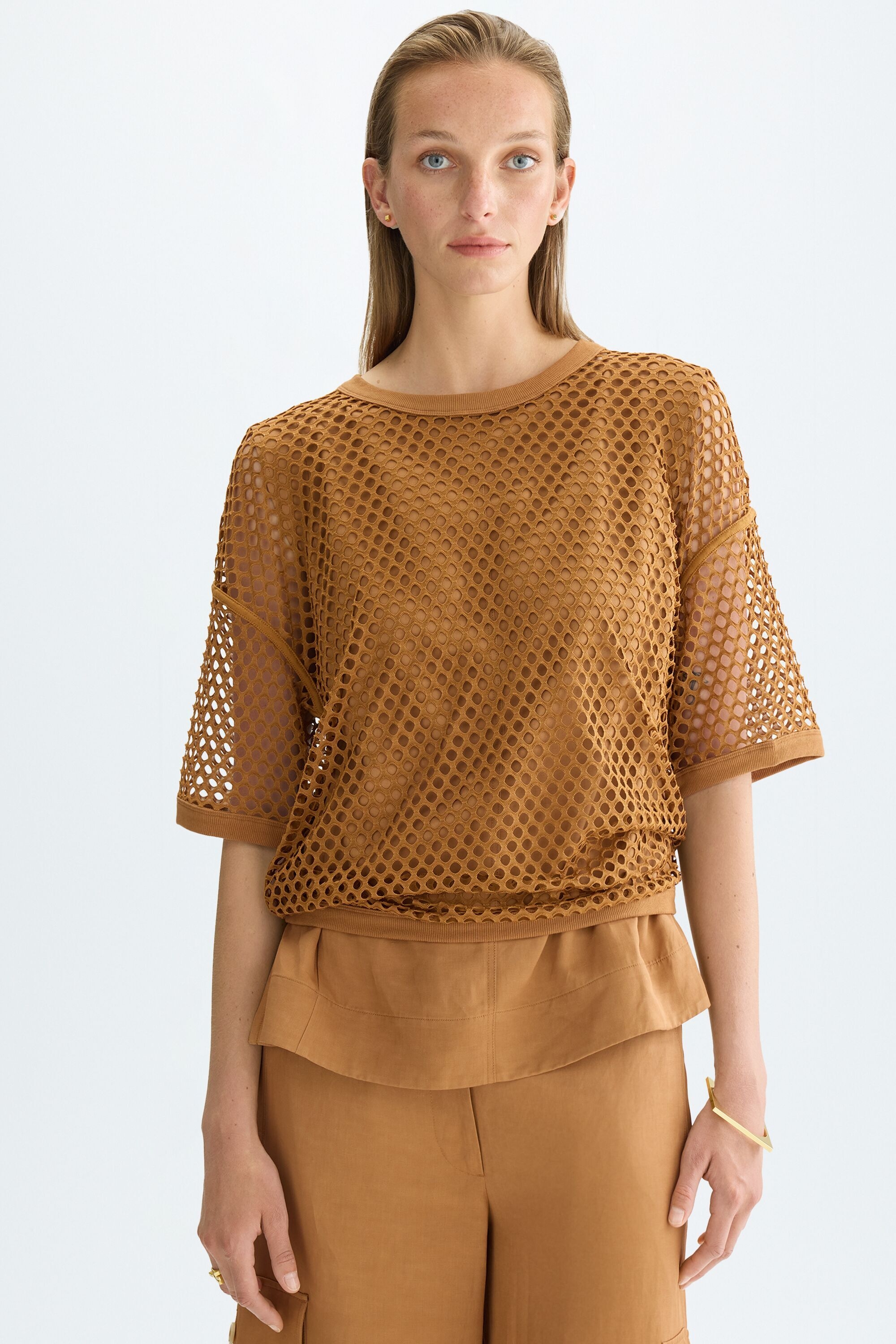 Knit mesh oversize t-shirt