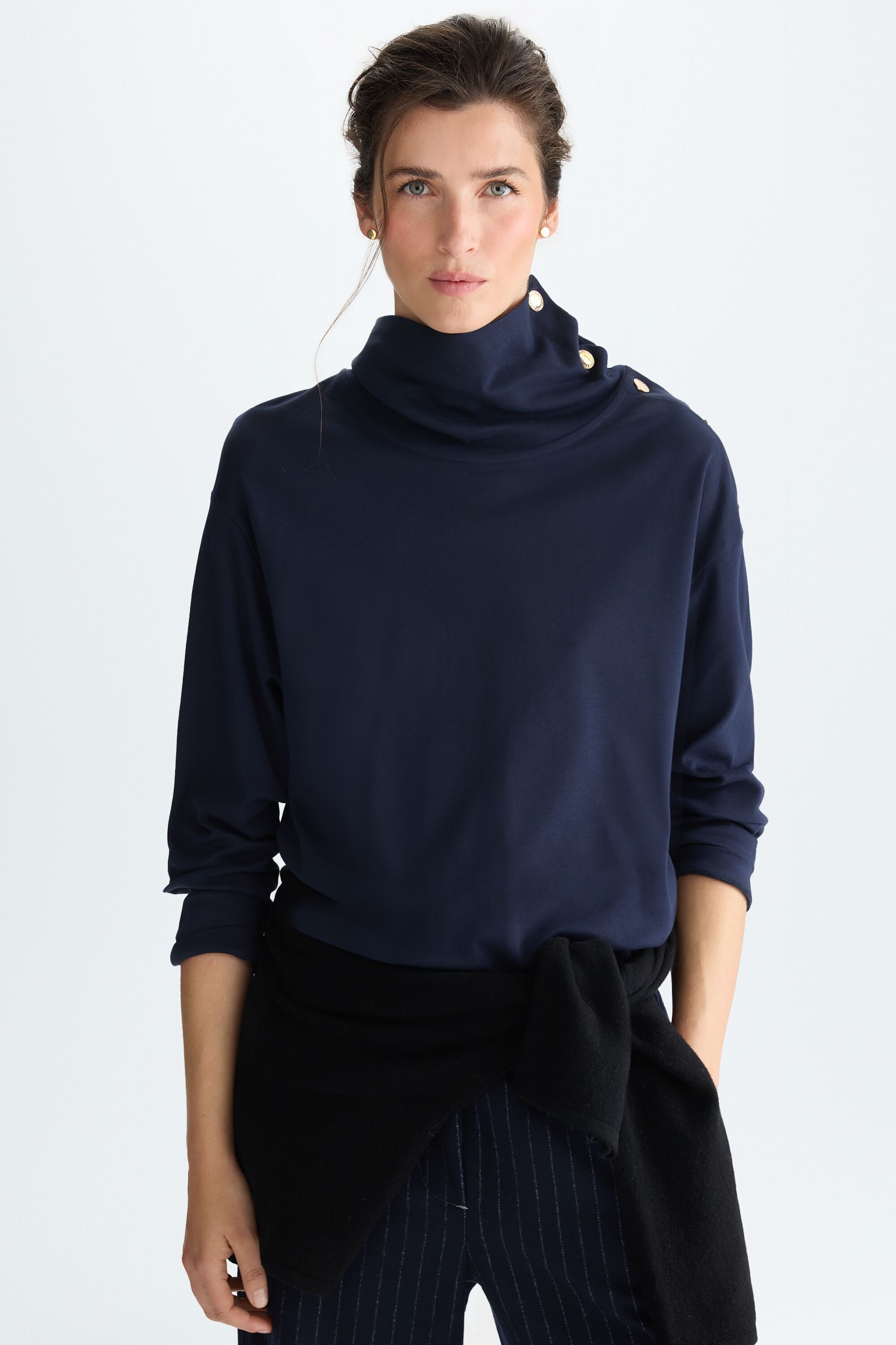 Straight-fit t-shirt with snaps
