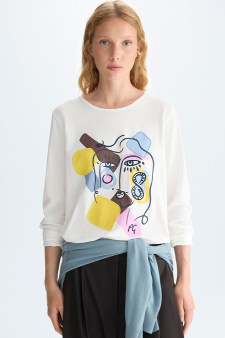 DRAWING JERSEY STRAIGHT-FIT T-SHIRT