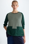 Houndstooth jacquard A-line t-shirt