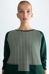 Houndstooth jacquard A-line t-shirt