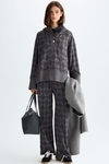 Hooded teddy jacquard oversize sweatshirt
