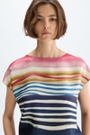 Striped print twill jersey straight-fit t-shirt