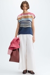 Striped print twill jersey straight-fit t-shirt