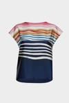 Striped print twill jersey straight-fit t-shirt