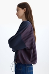 Fleece striped poplin oversize sweatshirt
