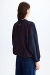 Fleece striped poplin oversize sweatshirt