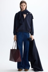 Fleece striped poplin oversize sweatshirt