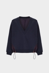 Fleece striped poplin oversize sweatshirt