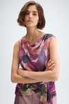 Print Lurex fitted asymmetric t-shirt