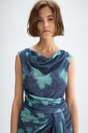Print Lurex fitted asymmetric t-shirt