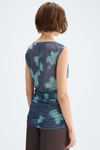 Print Lurex fitted asymmetric t-shirt