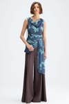 Print Lurex fitted asymmetric t-shirt
