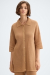Cotton pointelle knit oversize long jacket