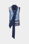 Denim patchwork print twill straight-fit top