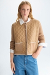 Stretch-knit quilted nylon straight-fit jacket