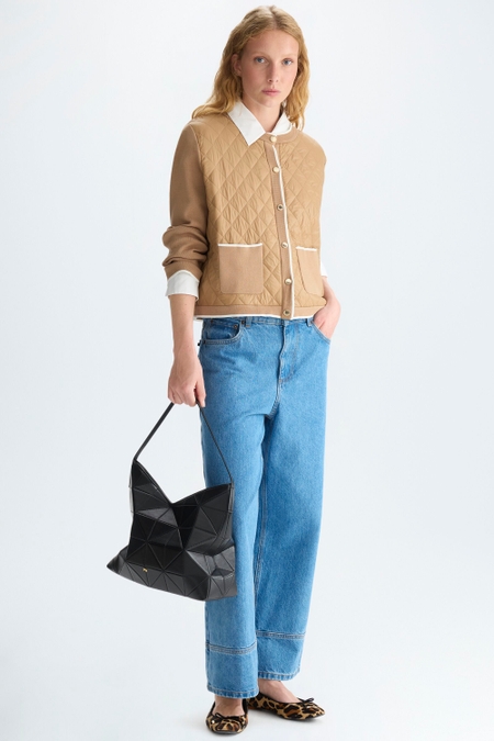 STRETCH-KNIT QUILTED NYLON STRAIGHT-FIT JACKET