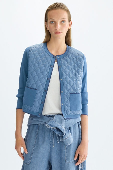 STRETCH-KNIT QUILTED NYLON STRAIGHT-FIT JACKET