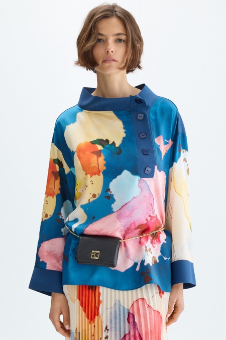 BLUSA OVERSIZE PUNTO STRETCH TWILL ESTAMPADO