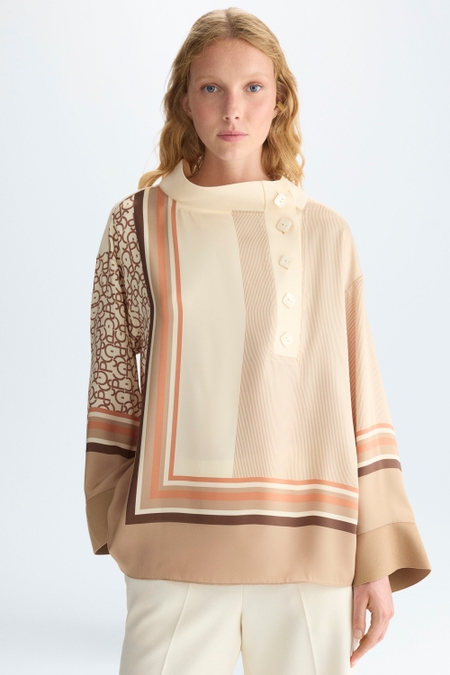 GAMBITO GUTENBERG PRINT TWILL OVERSIZE BLOUSE