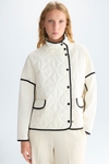 Stretch knit Origami-quilted nylon jacket
