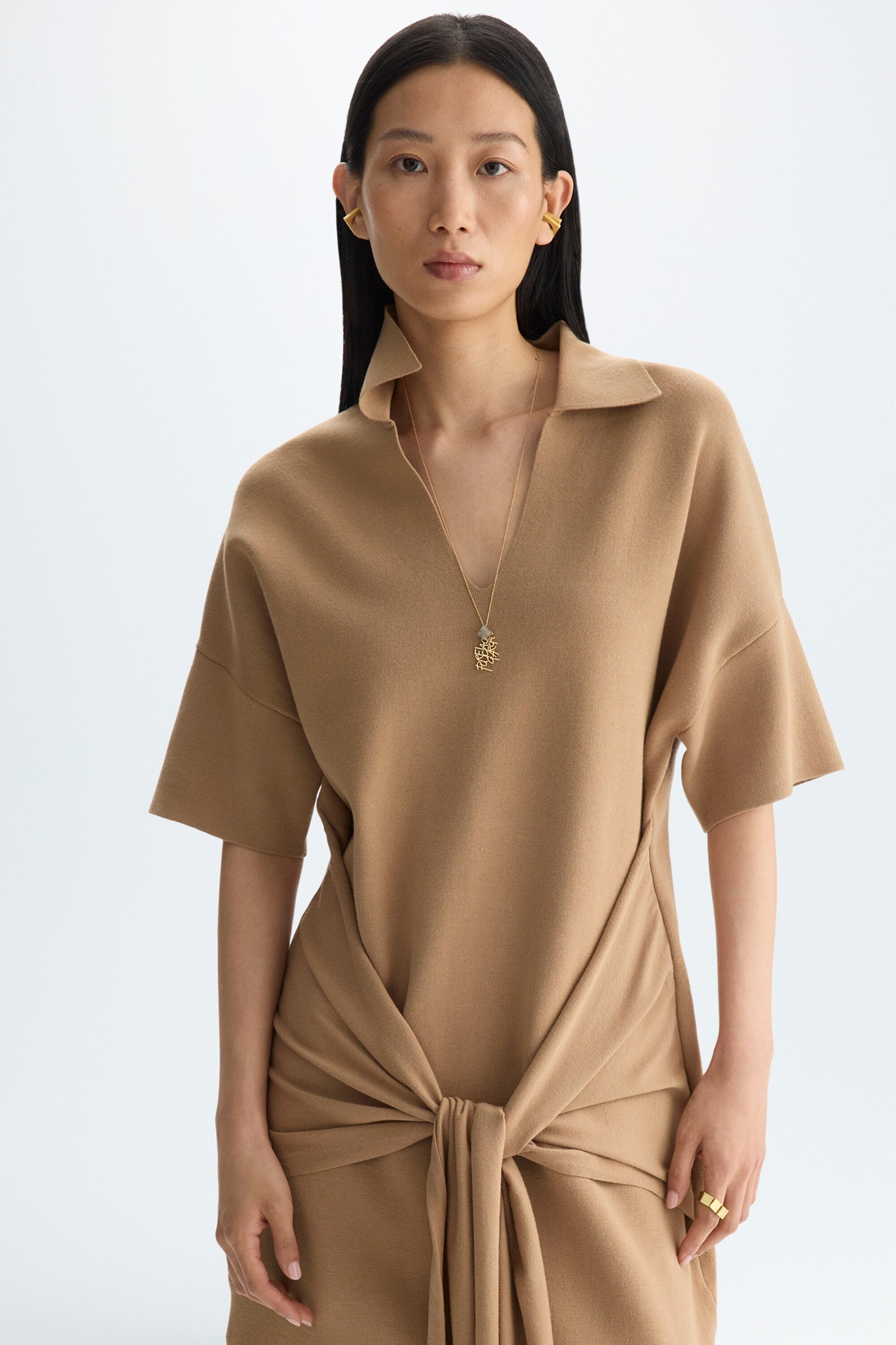 Double-faced stretch-knit straight-fit top