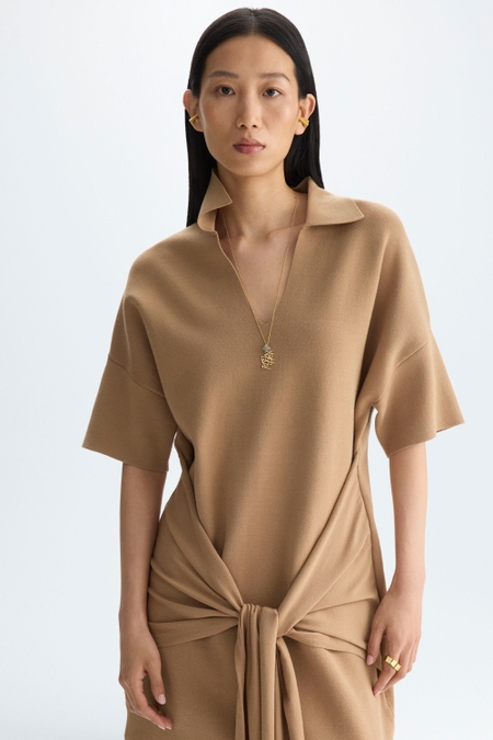 DOUBLE-FACED STRETCH-KNIT STRAIGHT-FIT TOP