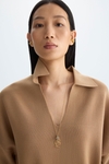Double-faced stretch-knit straight-fit top