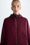 Hooded Bauhaus-quilted combined jacket