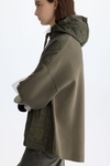 Hooded Bauhaus-quilted combined jacket