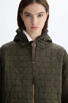 Hooded Bauhaus-quilted combined jacket