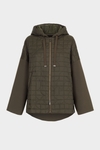 Hooded Bauhaus-quilted combined jacket