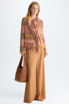 Fringed striped woven straight-fit jacket