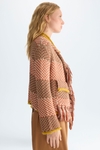 Fringed striped woven straight-fit jacket
