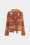 Fringed striped woven straight-fit jacket