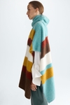 Striped mohair asymmetric poncho