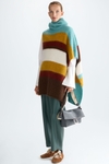 Striped mohair asymmetric poncho
