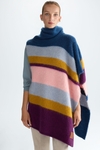 Striped mohair asymmetric poncho