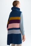 Striped mohair asymmetric poncho