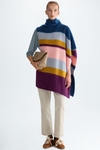 Striped mohair asymmetric poncho
