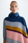 Striped mohair asymmetric poncho